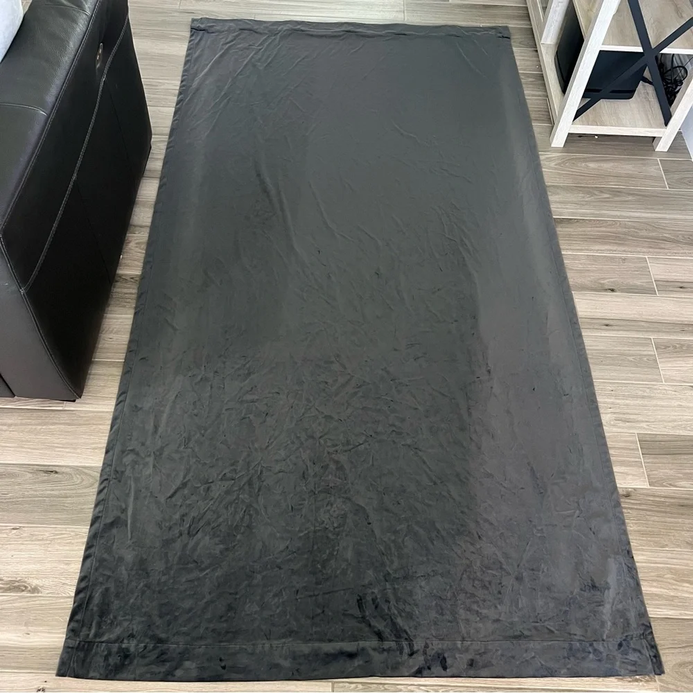 Set of 4 dark gray luxury velvet curtains 49x92.5in EUC